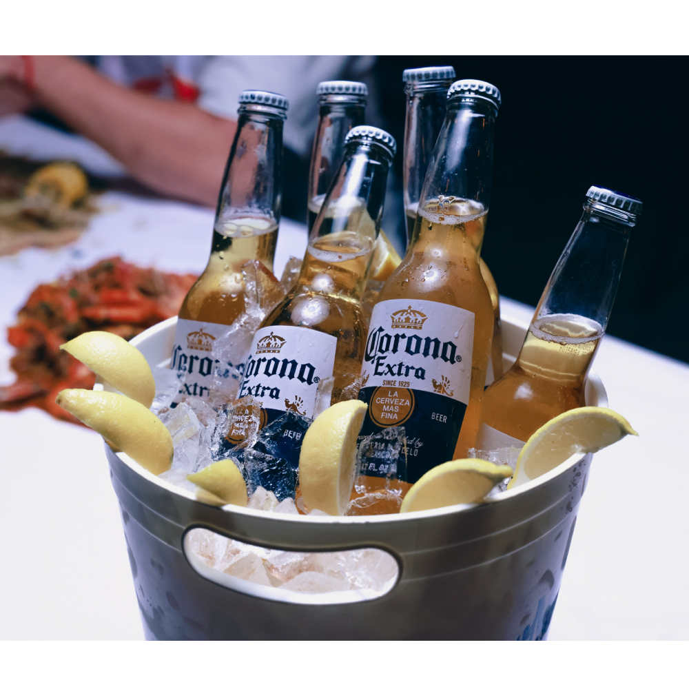 The Cubeta aka The Beer Bucket filled with Coronas at Mr Crab